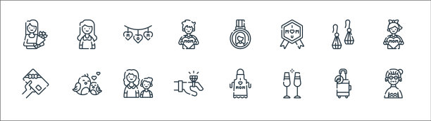 母亲节线图标线性设置质量线图片下载