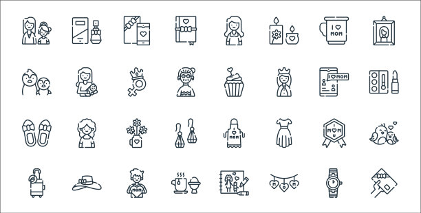 母亲节线图标线性设置质量线图片下载