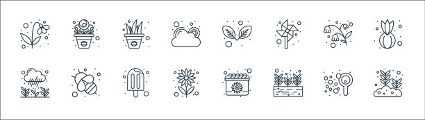 春季线图标线性集质量线集图片下载