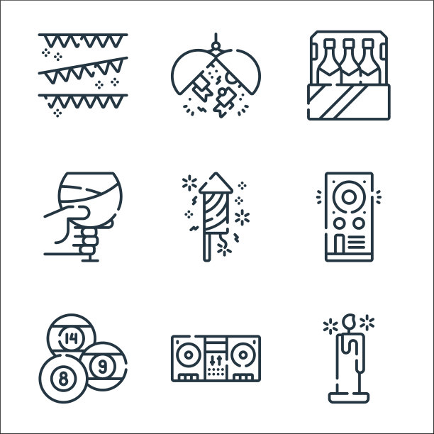 庆祝线图标线性设置质量线图片下载