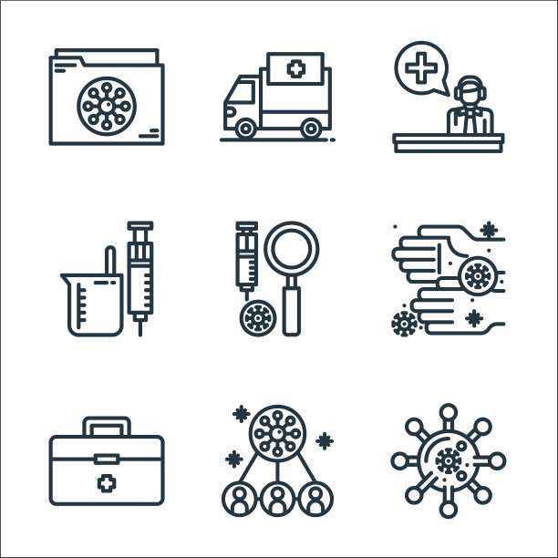 病毒线图标、线性集、质量线集等图片下载