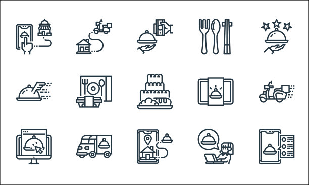 食品配送线图标线性设置质量线图片下载