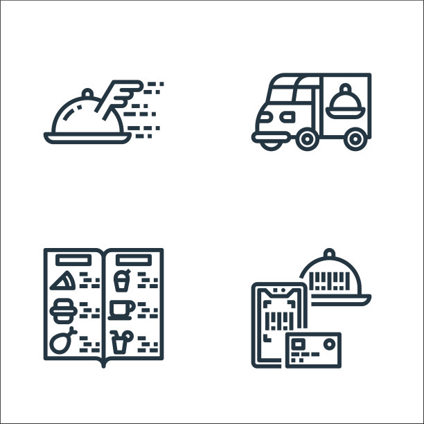 食品配送线图标线性设置质量线图片下载