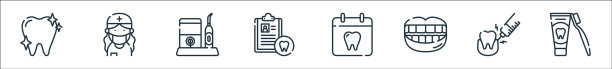 牙科护理线图标线性设置质量线图片下载