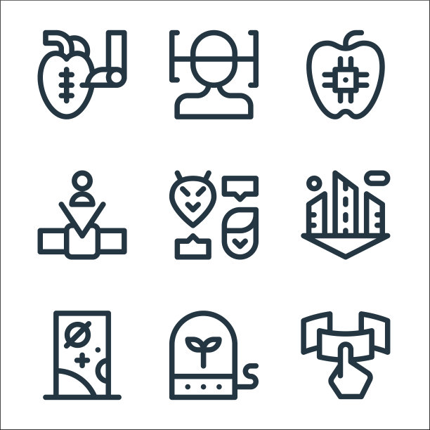 科技未来线图标线性集图片下载