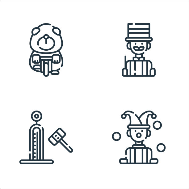 马戏团线图标线性集质量线集图片下载