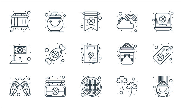 圣帕特里克线图标线性设置质量线图片下载