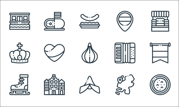 荷兰线图标线性集质量线集图片下载