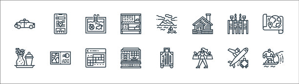 旅行线图标线性集质量线集图片下载