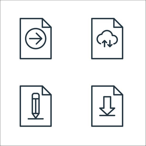 文件和文档轮廓线图标线性集图片下载