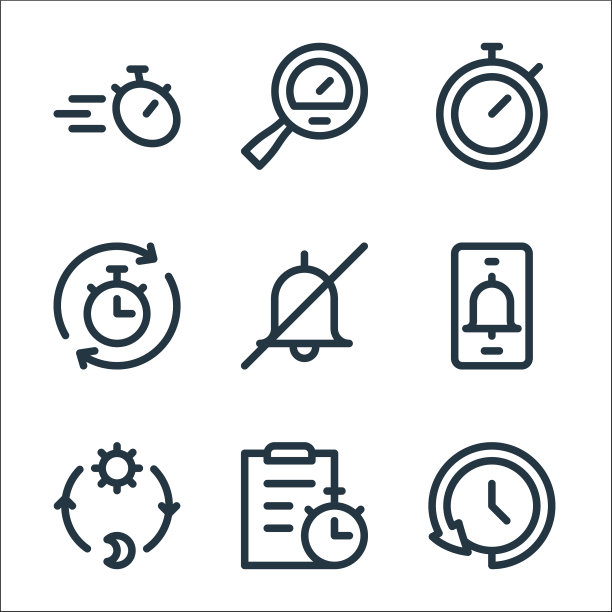 速度计和时间线图标线性设置图片下载