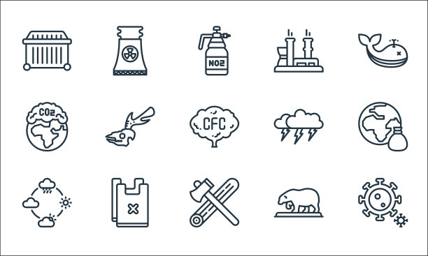 气候变化线图标线性设置质量线图片下载