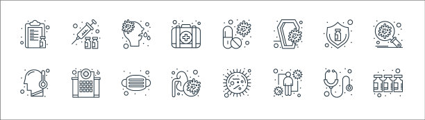 冠状病毒线图标线性集质量线图片下载