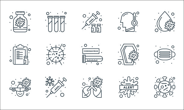 冠状病毒线图标线性集质量线图片下载