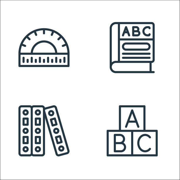 学校线图标线性集质量线集图片下载