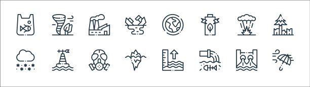 气候变化线图标线性设置质量线图片下载