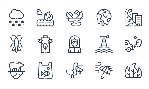 气候变化线图标线性设置质量线图片下载