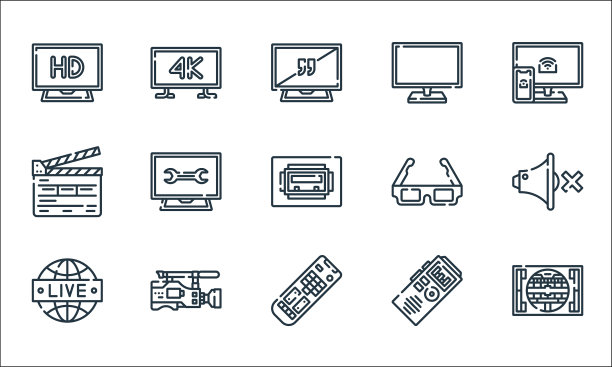 电视线图标线性集质量线集图片下载