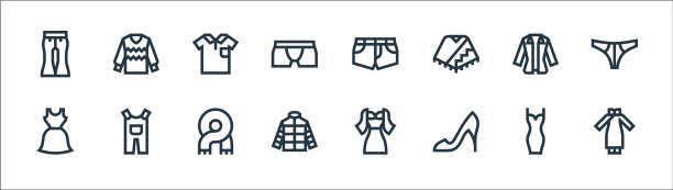 衣服线图标线性设置质量线设置图片下载