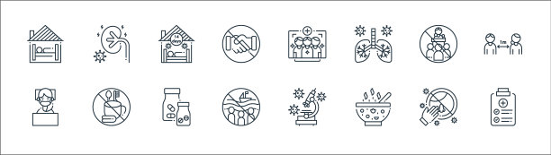 冠状病毒线图标线性集质量线图片下载