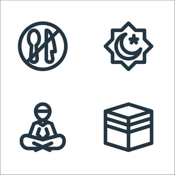 斋月线图标线性集质量线集图片下载