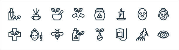 替代医学线图标线性集图片下载