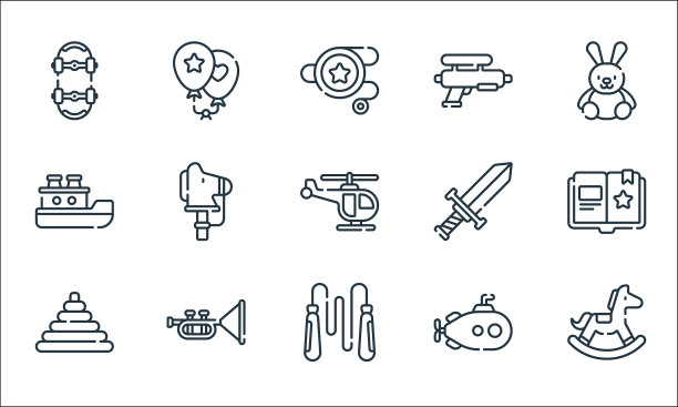 儿童玩具线图标线性设置质量线图片下载
