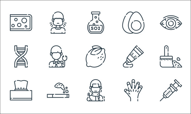 过敏线图标线性集质量线集图片下载