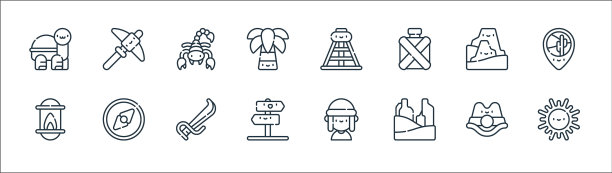 沙漠线图标线性集质量线集图片下载