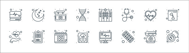 健康和医疗线图标线性集质量图片下载