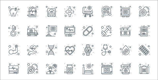 健康和医疗线图标线性集质量图片下载