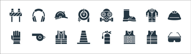 平面救援和保护线图标线性设置图片下载