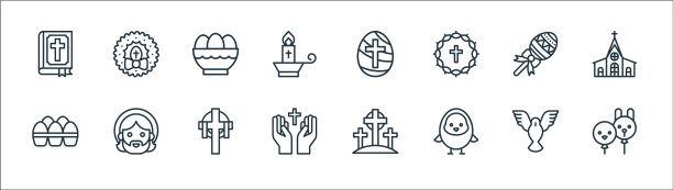 复活节线图标线性集质量线集图片下载