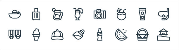 夏季线图标线性集质量线集图片下载