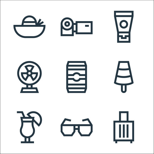 夏季线图标线性集质量线集图片下载