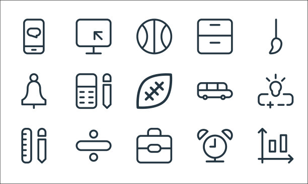 学校教育线图标线性设置质量图片下载