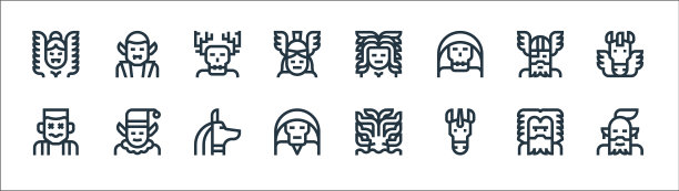 神奇的人物线条图标线性集合图片下载