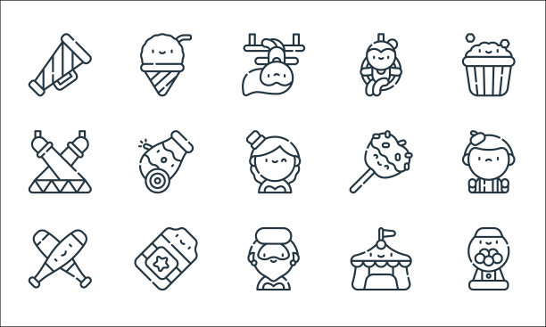 马戏团线图标线性集质量线集图片下载