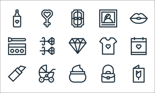 母亲节线图标线性设置质量线图片下载