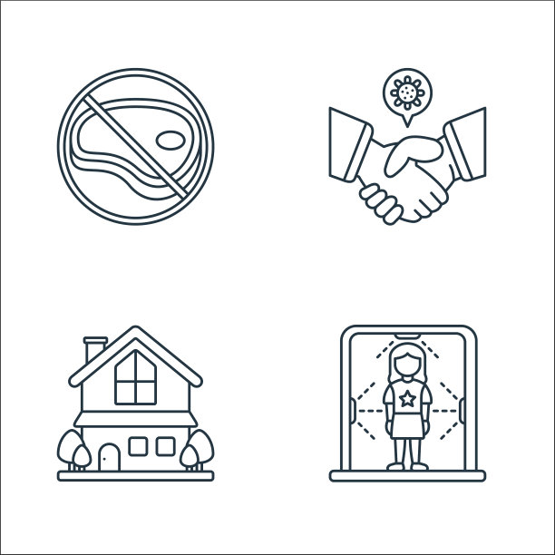 病毒传播线图标线性集质量图片下载