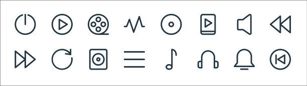 多媒体线图标线性集质量线集图片下载