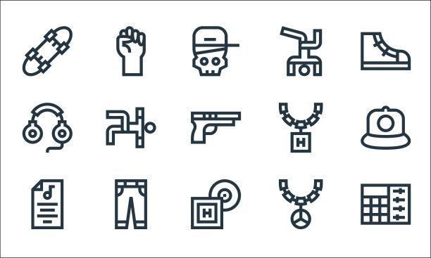 嘻哈线图标线性集质量线集图片下载