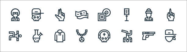 嘻哈线图标线性集质量线集图片下载