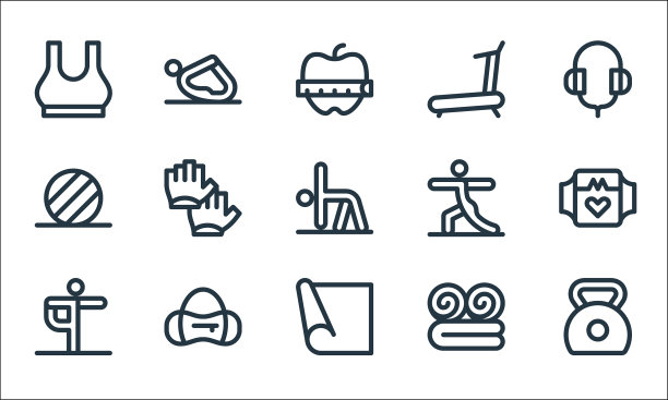 普拉提线图标线性集质量线集图片下载