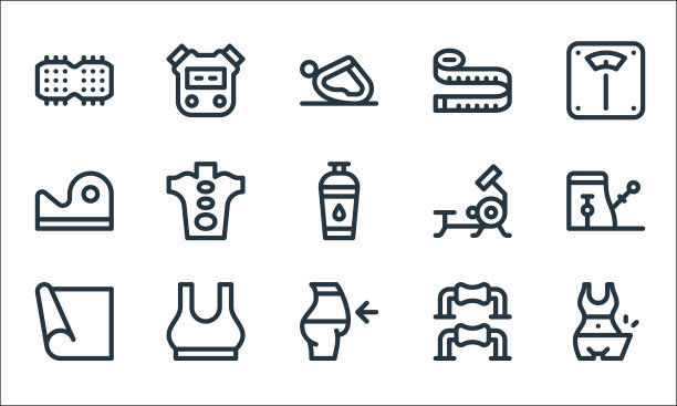 普拉提线图标线性集质量线集图片下载