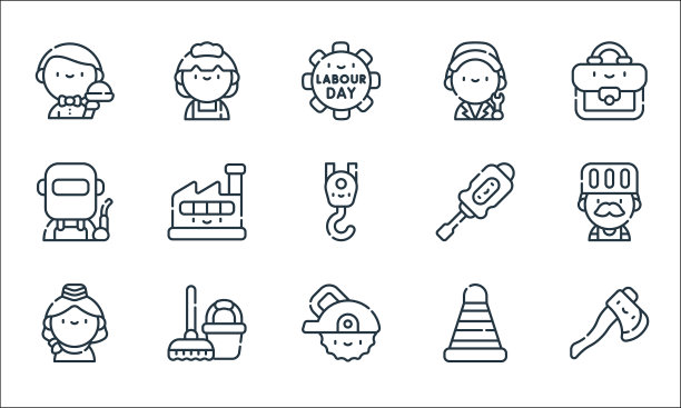 劳动节线图标线性集质量线集图片下载