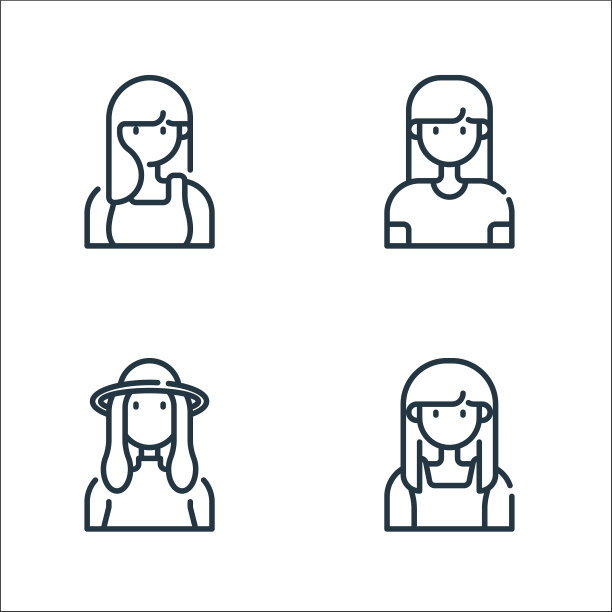 女性头像线图标线性设置质量线图片下载