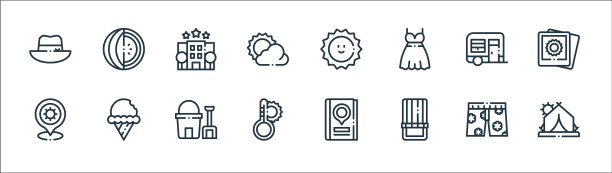 夏季线图标线性集质量线集图片下载