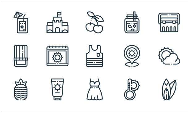 夏季线图标线性集质量线集图片下载