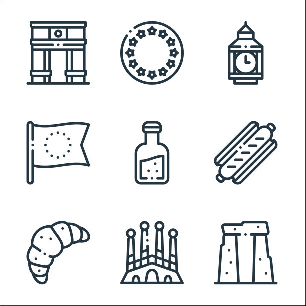 欧洲线图标线性集质量线集图片下载